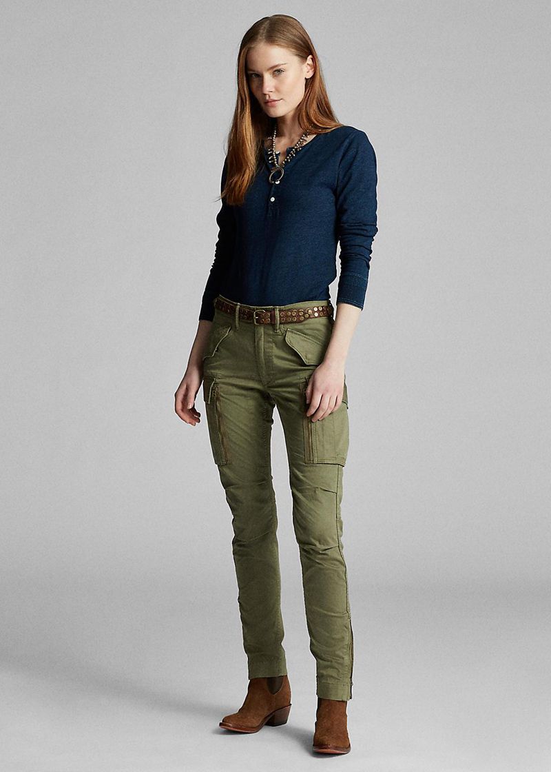 RRL パンツ レディース オリーブ ストレッチ スキニー Cargo NKMCE8769